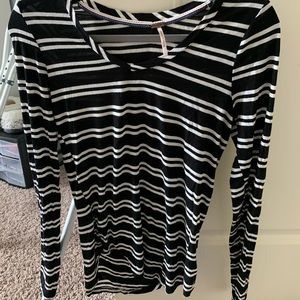Women’s Poof Black and White Striped Long Sleeve